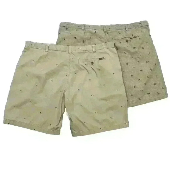 Lot Of 2 Eddie Bauer Chino Khaki Shorts American Flag Print Tag 40 (Act 42) READ - Picture 8 of 16